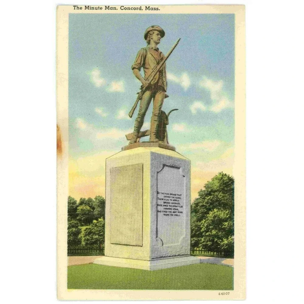 Vintage‎ Postcard Concord Massachusetts The Minute Men Soldiers USA Curteich